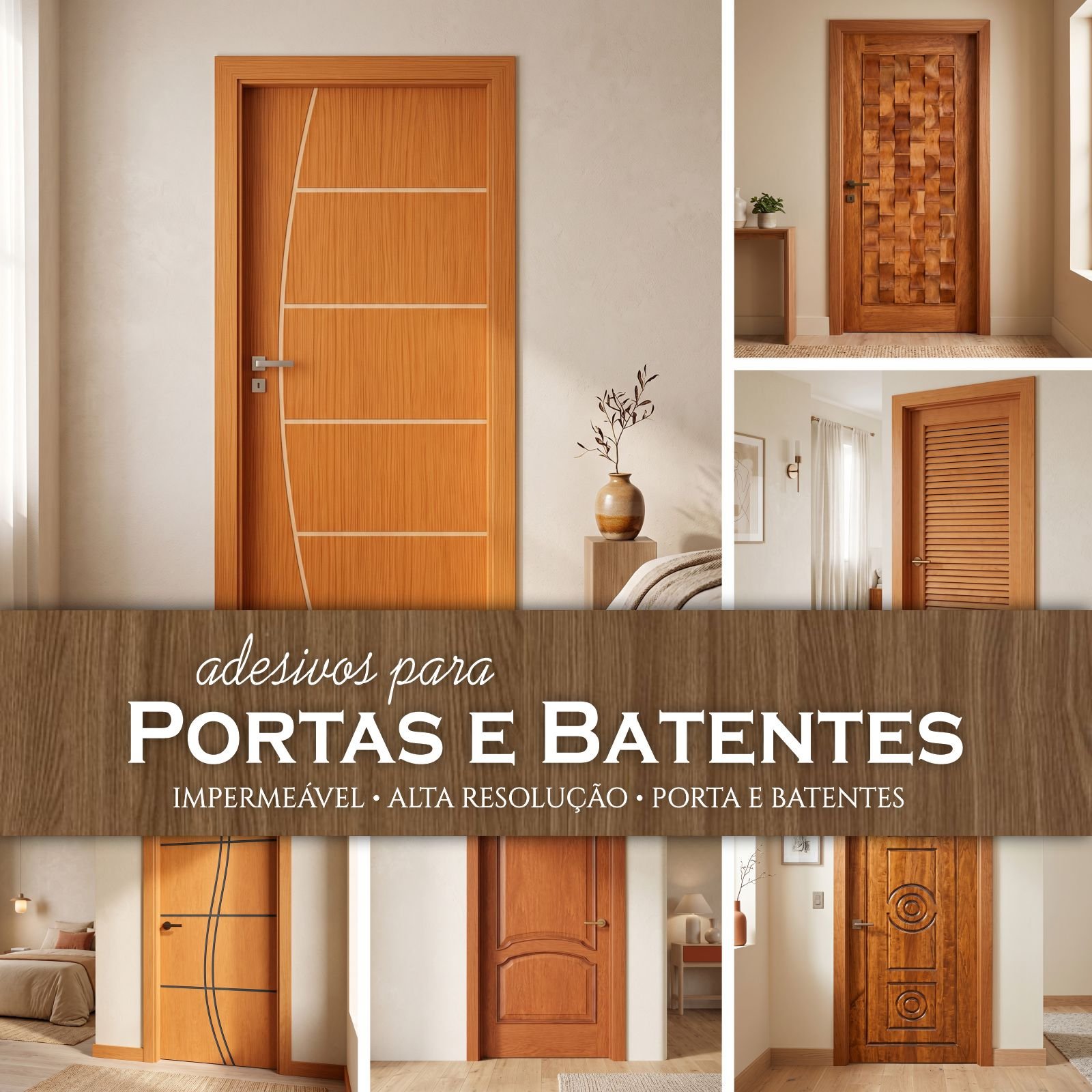 Adesivos para portas e batentes em estampa de madeira